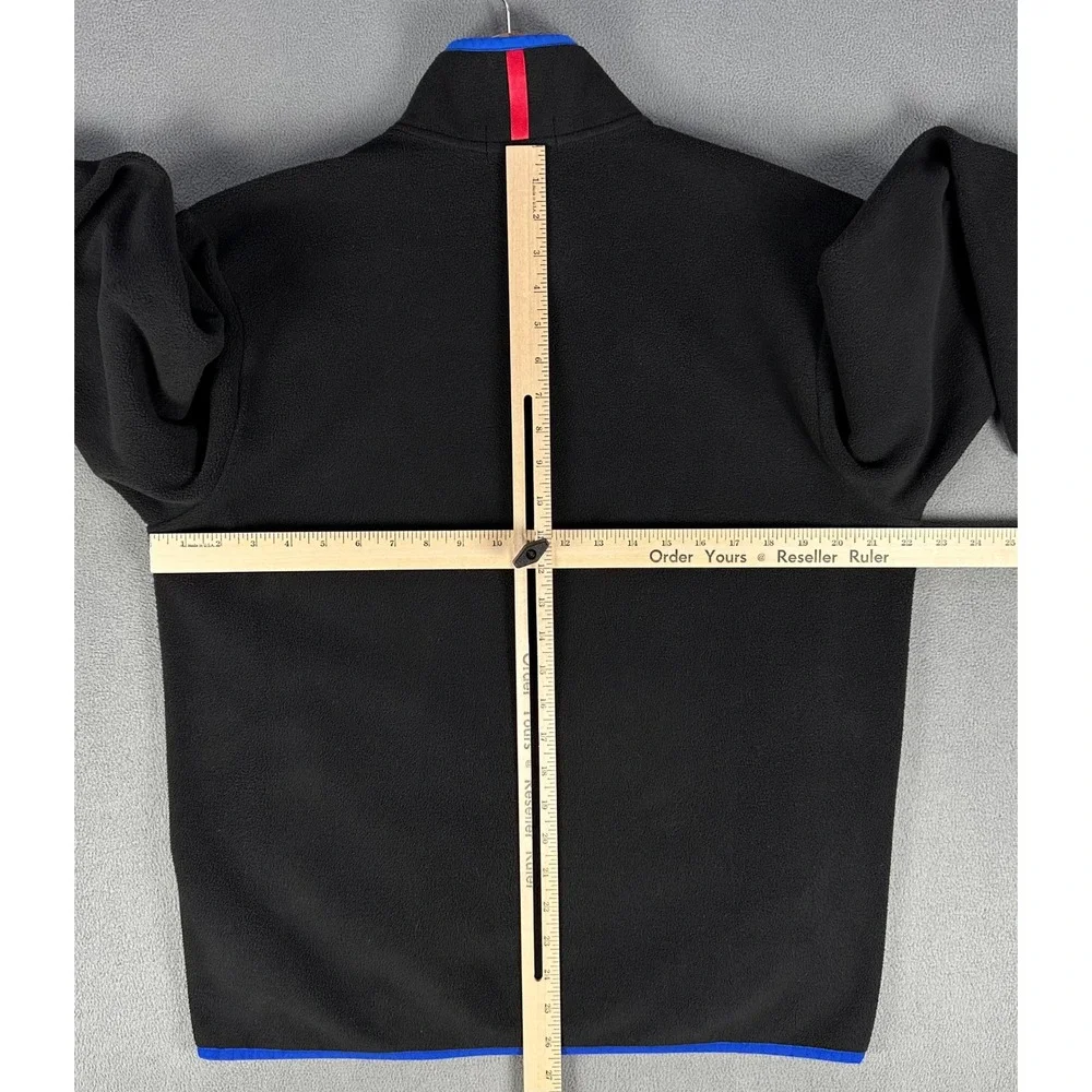 Polo Ralph Lauren Sweater Mens Medium Black Blue Snap Brushed Fleece Outdoor Ski